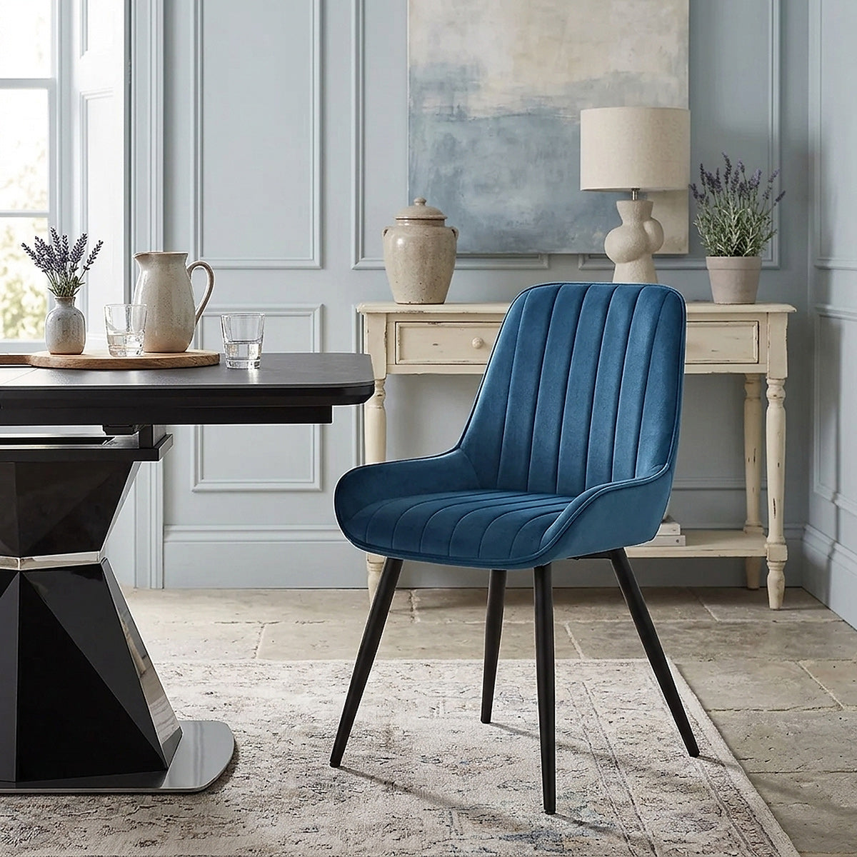 Sedia Velluto Satinata - Mustang Blu Scuro