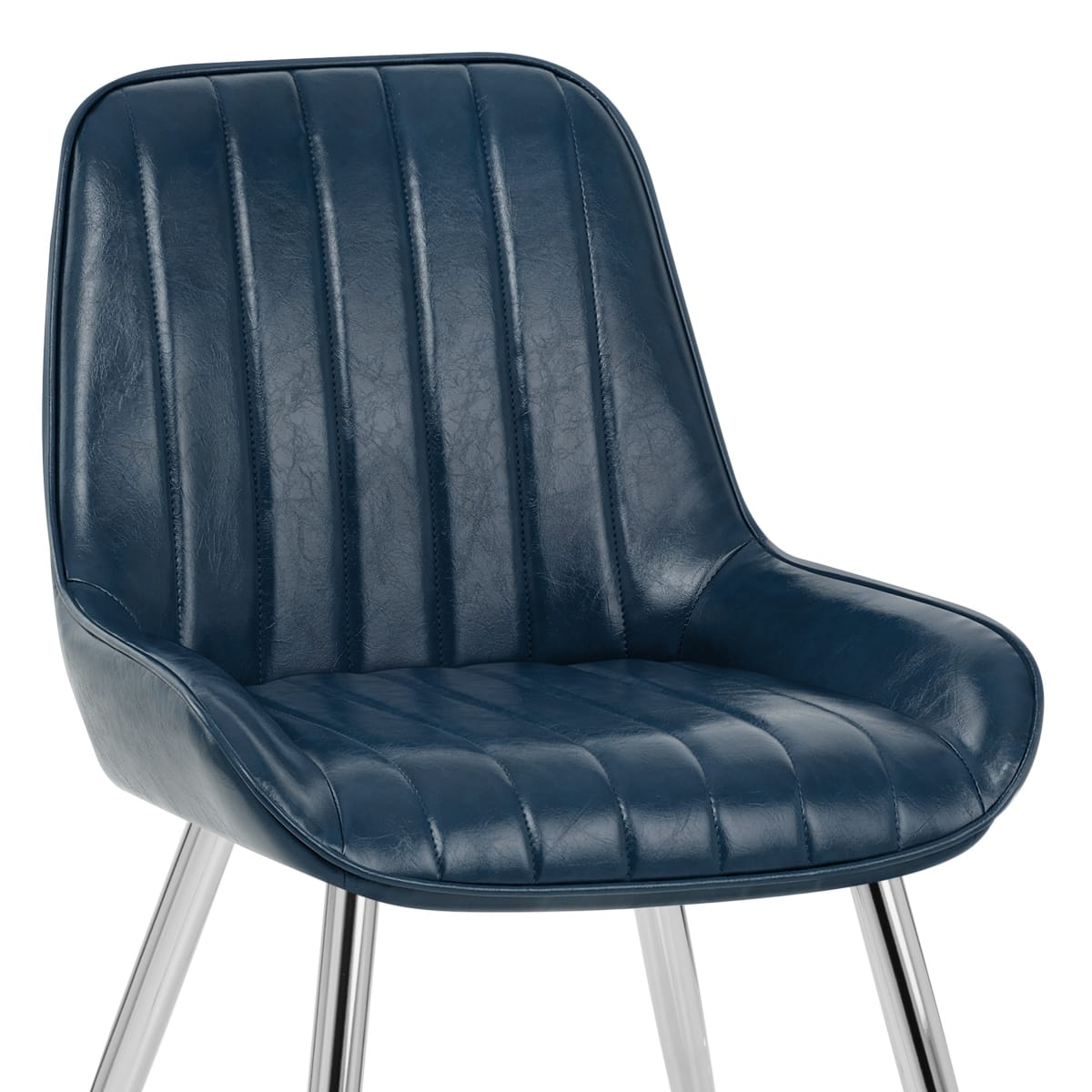 Sedia Ecopelle Cromata - Mustang Blu