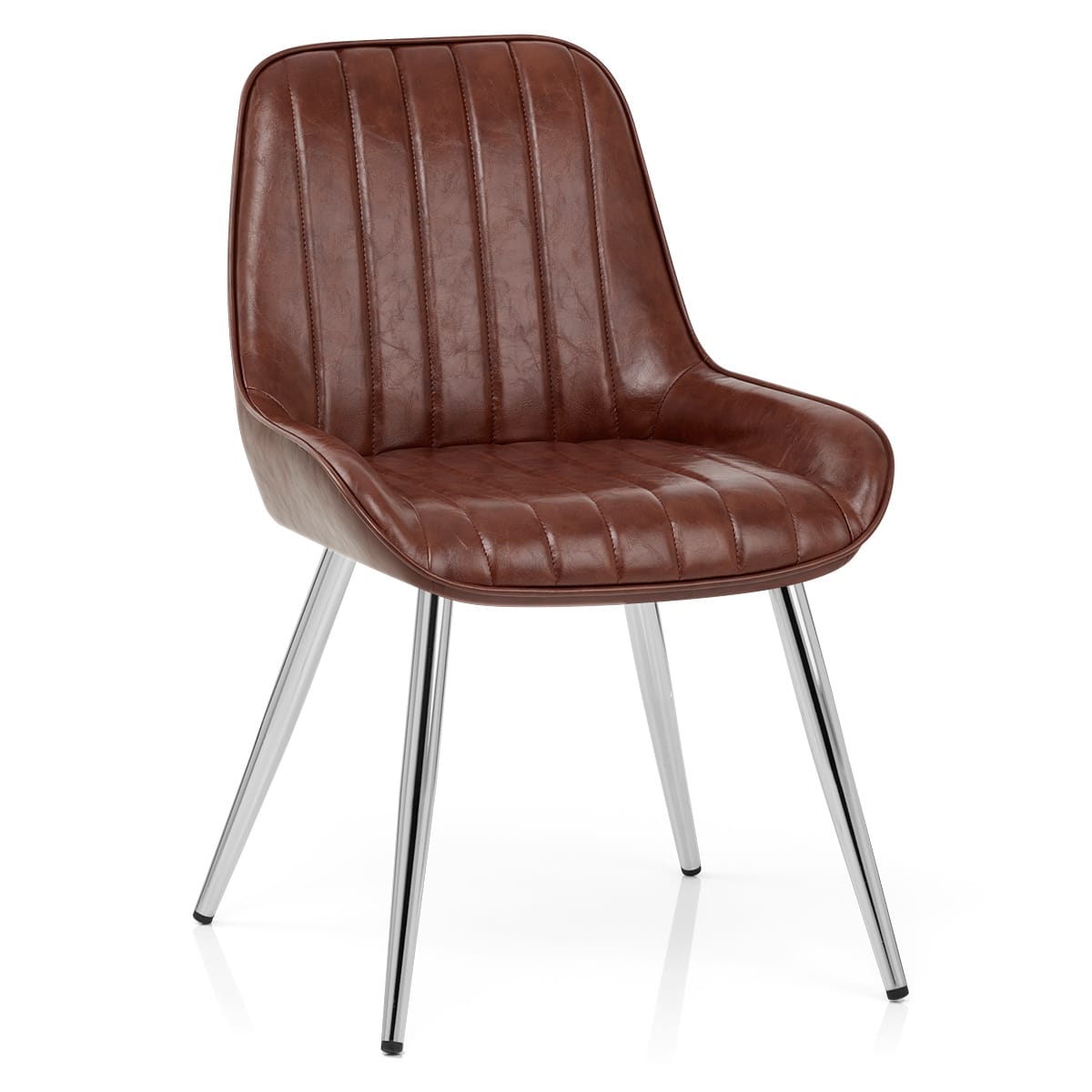 Sedia Ecopelle Cromata - Mustang Marrone