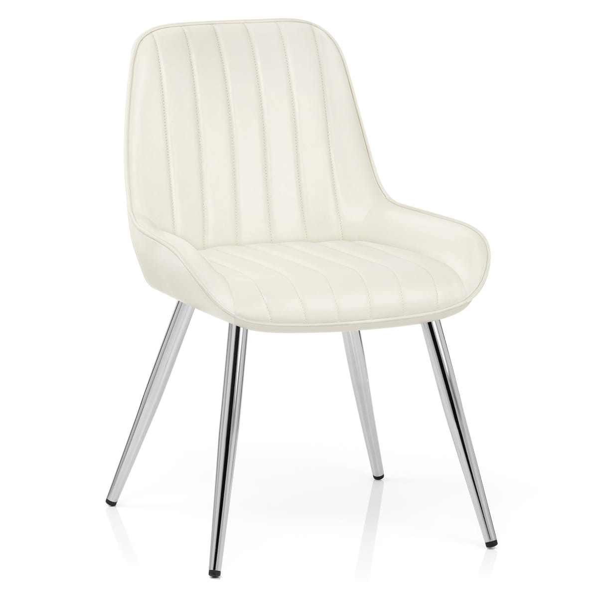 Sedia Ecopelle Cromata - Mustang Crema