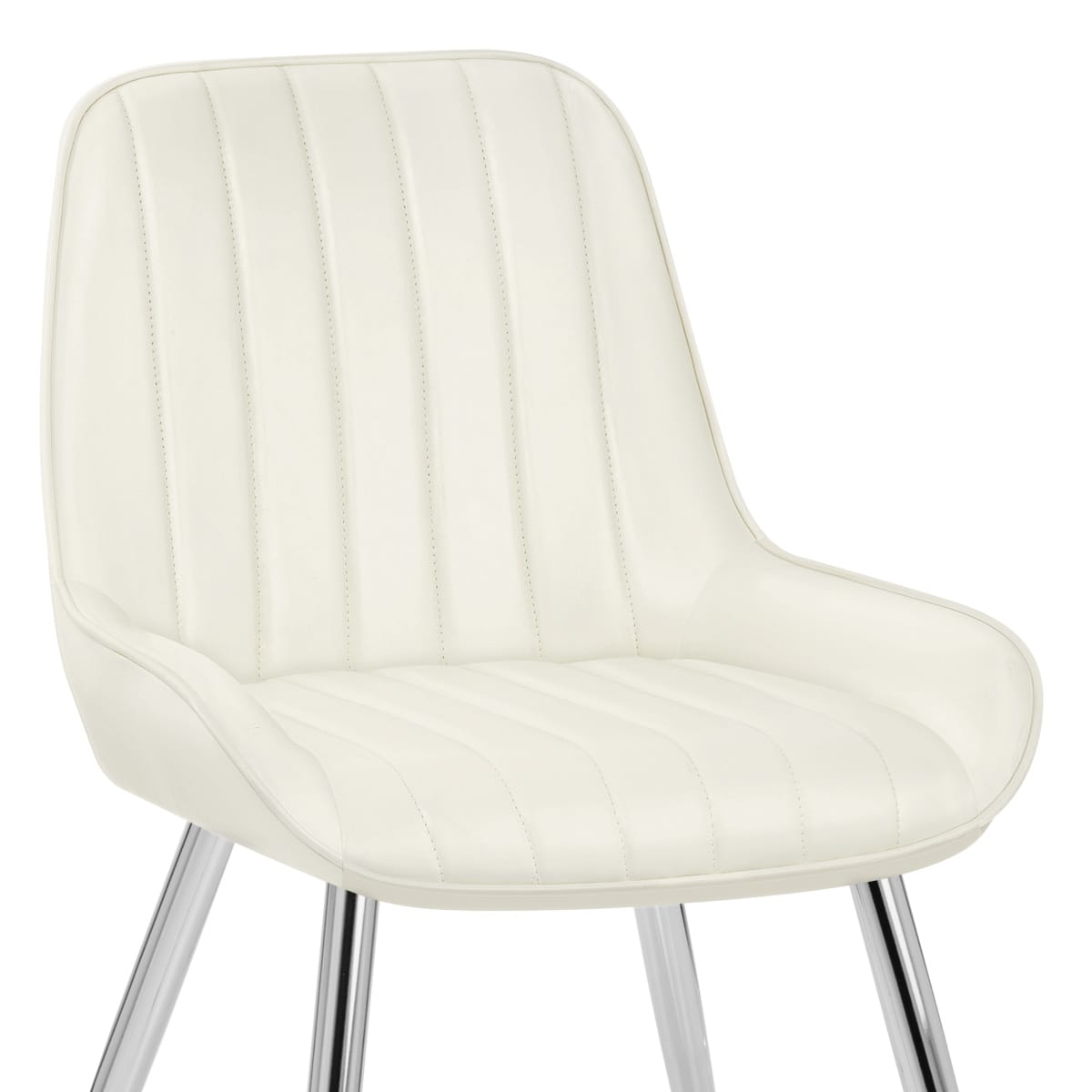Sedia Ecopelle Cromata - Mustang Crema