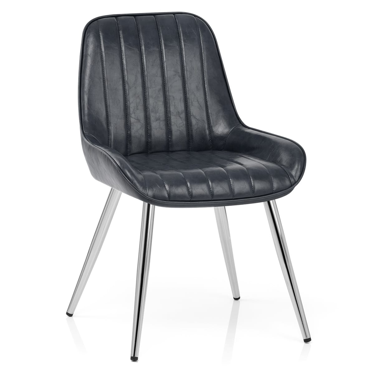 Sedia Ecopelle Cromata - Mustang Blu Scuro