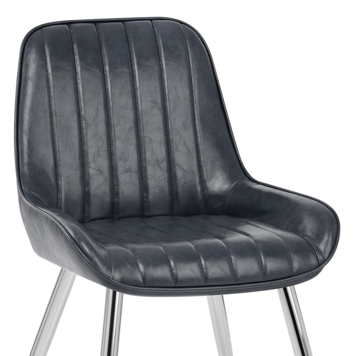 Sedia Ecopelle Cromata - Mustang Blu Scuro