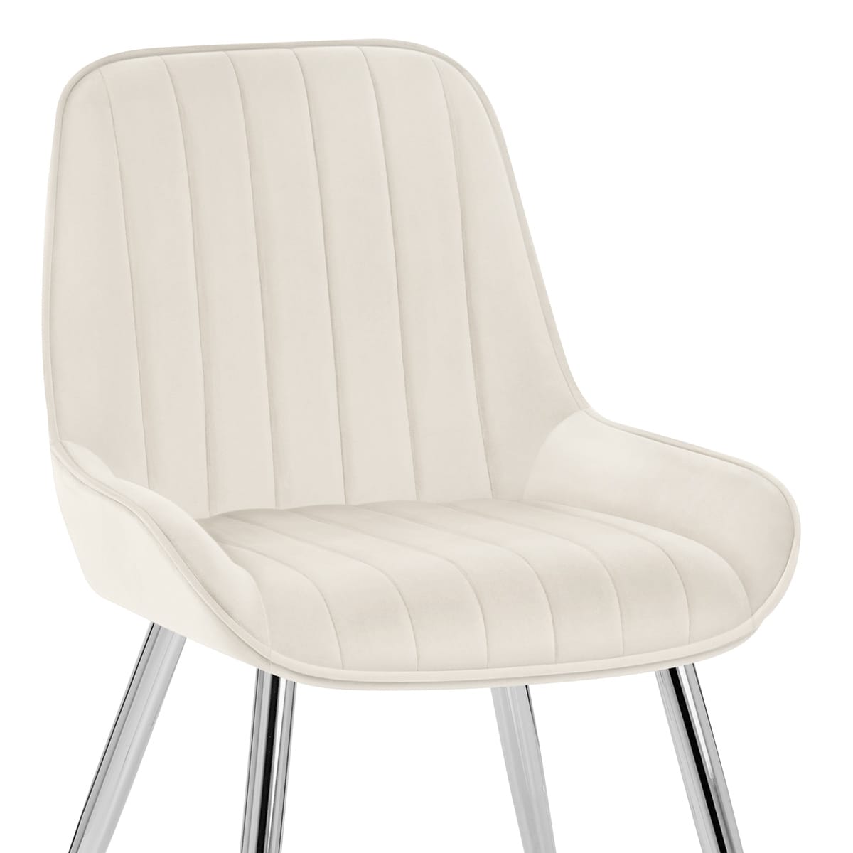 Sedia Velluto Cromata - Mustang Crema