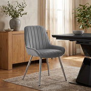Sedia Velluto Cromata - Mustang Grigio scuro