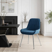 Sedia Velluto Cromata - Mustang Blu Scuro