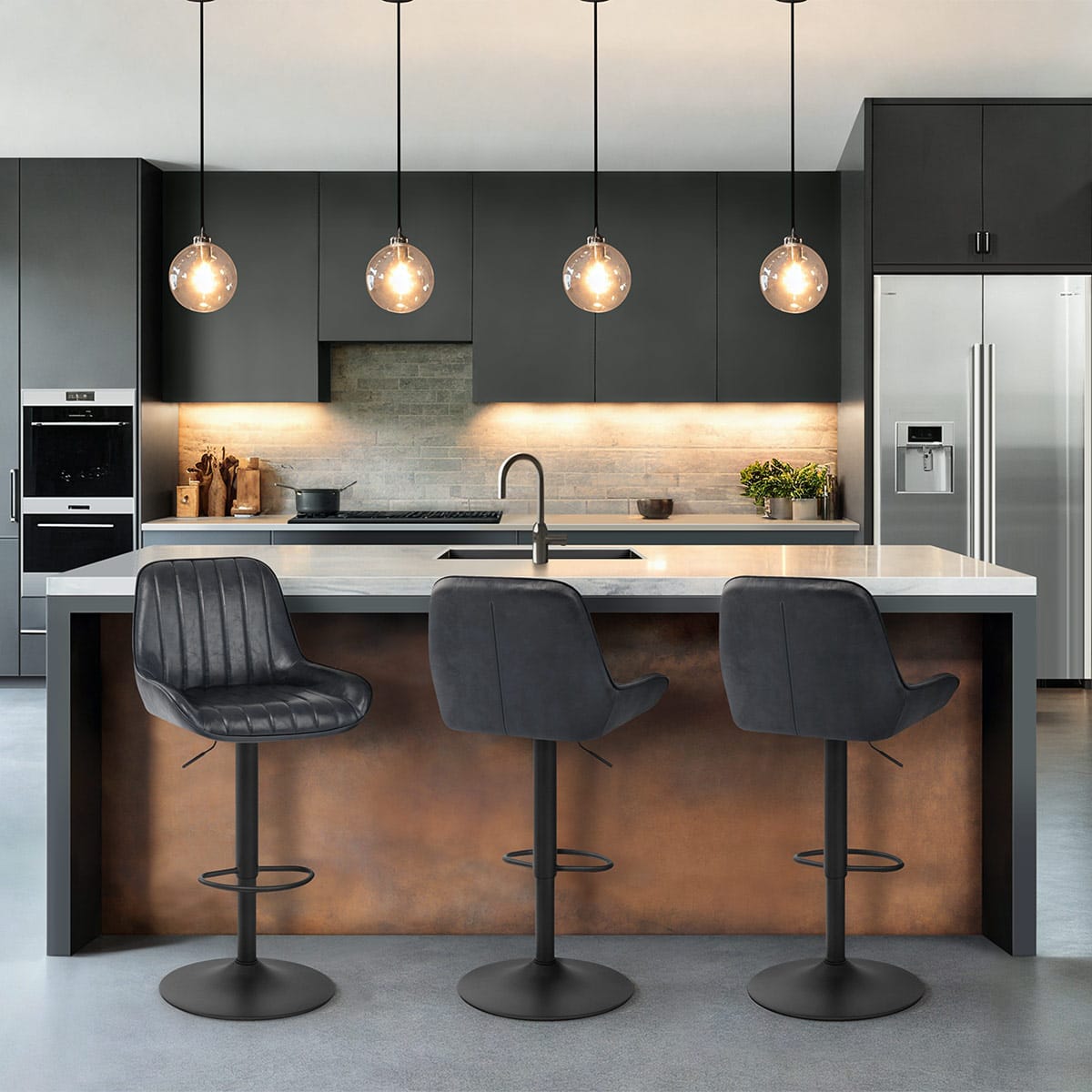 Sgabello Ecopelle - Mustang Blu Scuro