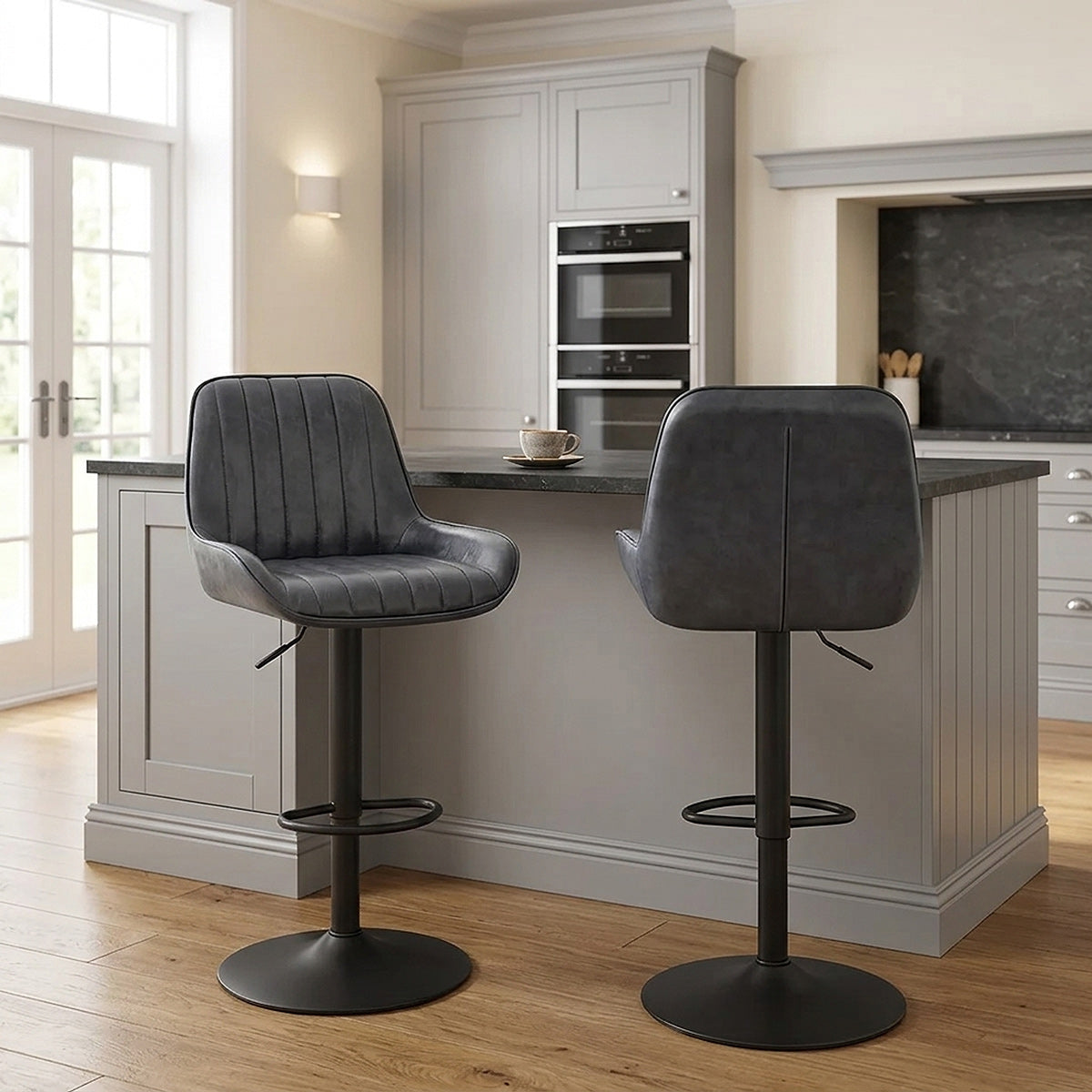 Sgabello Ecopelle - Mustang Blu Scuro