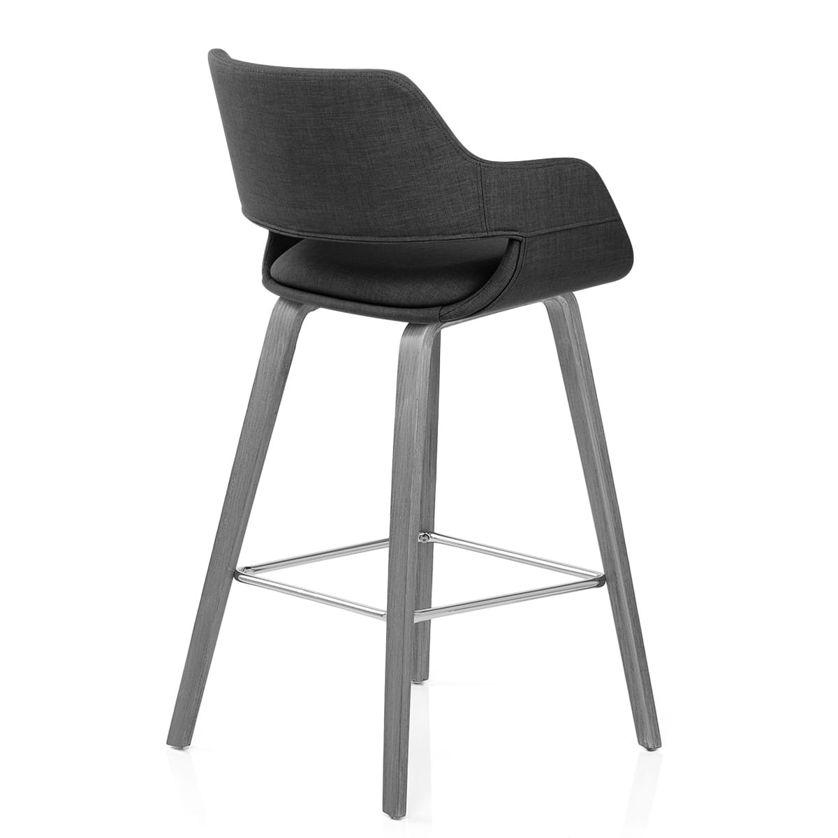 Sgabello Tessuto Legno - Nappa Grigio scuro