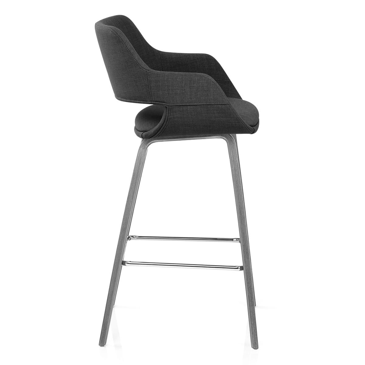 Sgabello Tessuto Legno - Nappa Grigio scuro