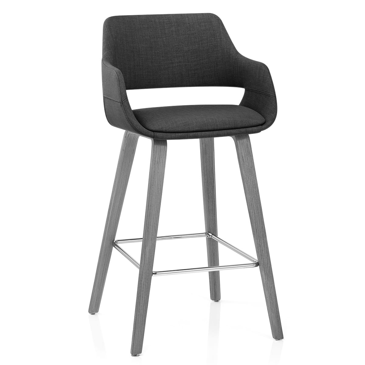 Sgabello Tessuto Legno - Nappa Grigio scuro