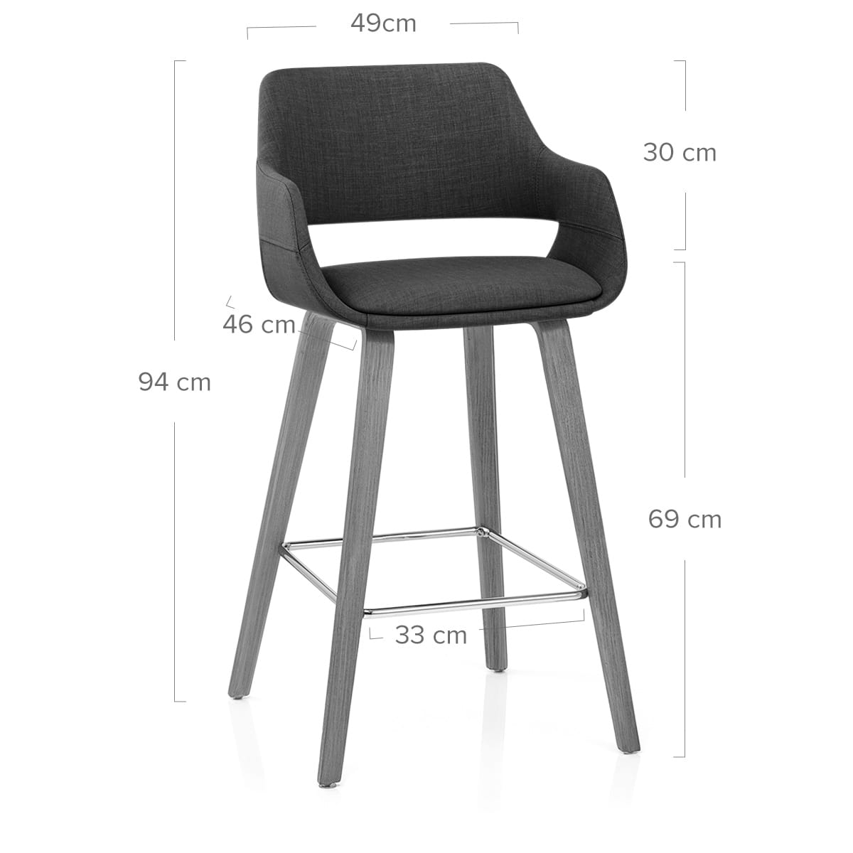 Sgabello Tessuto Legno - Nappa Grigio scuro