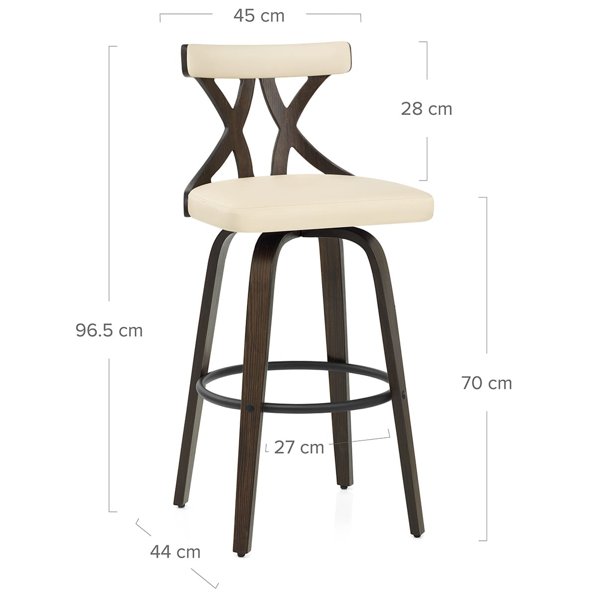 Sgabello da Bar Ecopelle Noce - Nash Crema