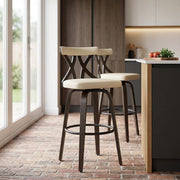 Sgabello da Bar Ecopelle Noce - Nash Crema