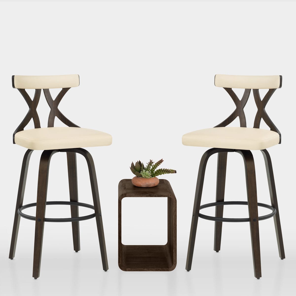 Sgabello da Bar Ecopelle Noce - Nash Crema