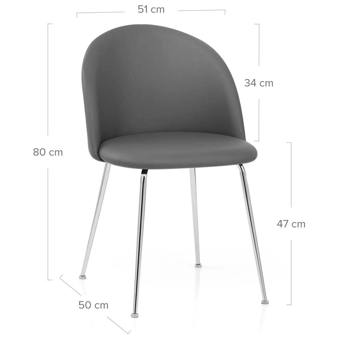 Sedia da pranzo Ecopelle Cromata - Novello Grigio scuro