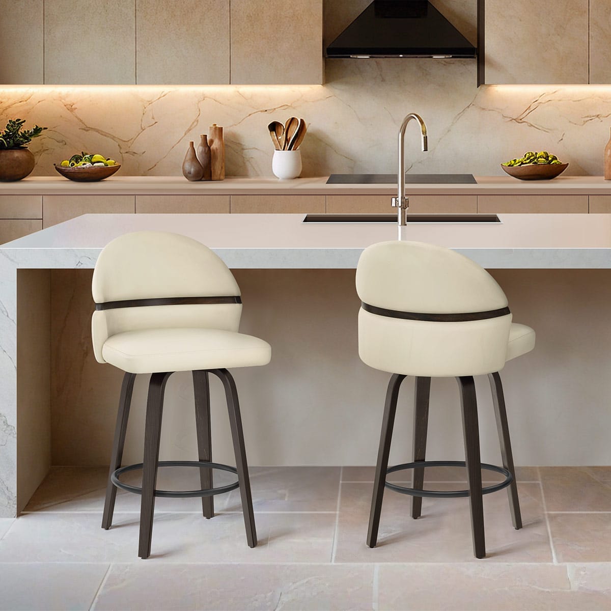 Sgabello Vera Pelle Noce - Odessa Crema