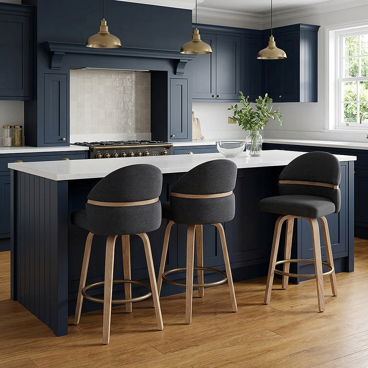 Sgabello Tessuto Legno - Odessa Nero