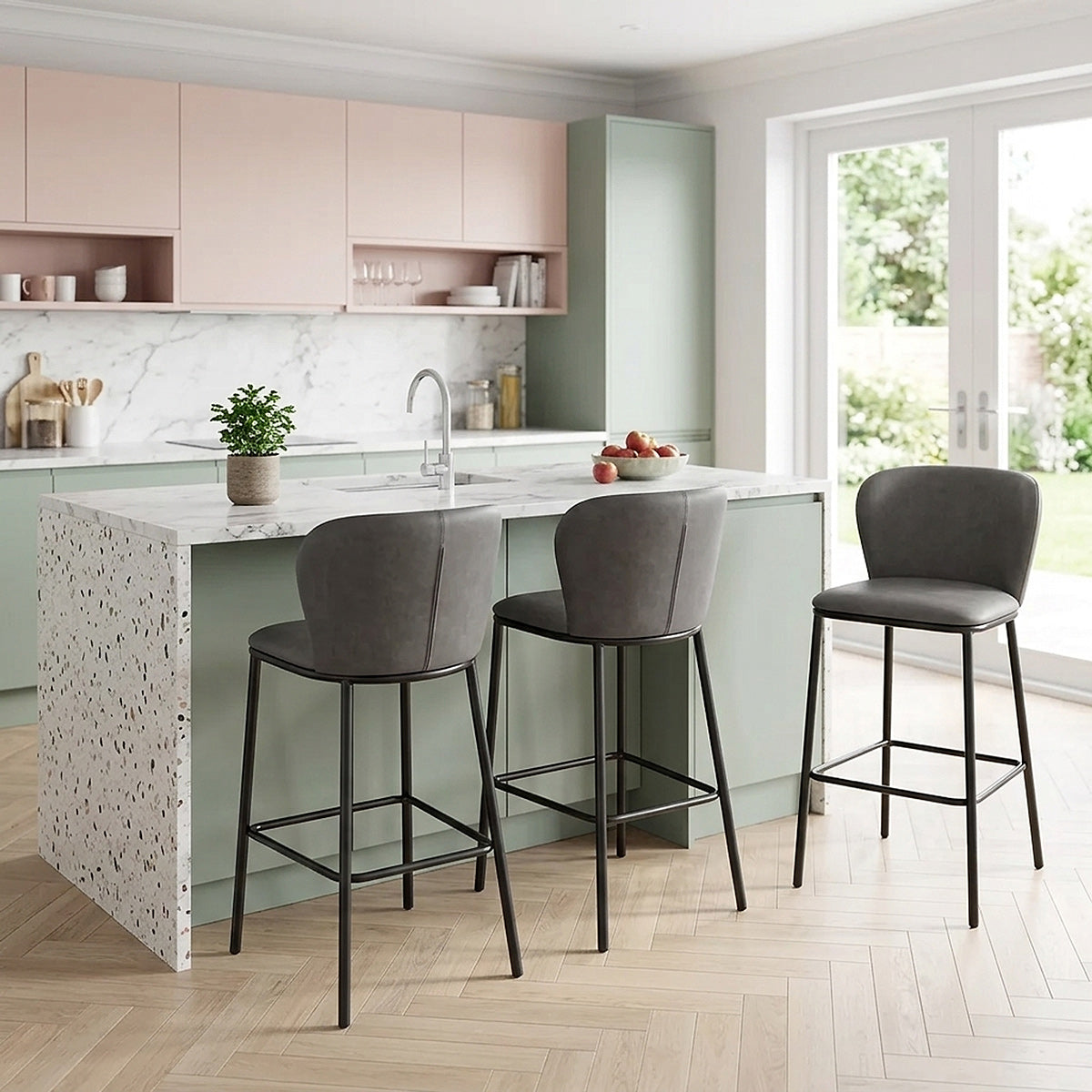 Sgabello Ecopelle - Odette Grigio scuro