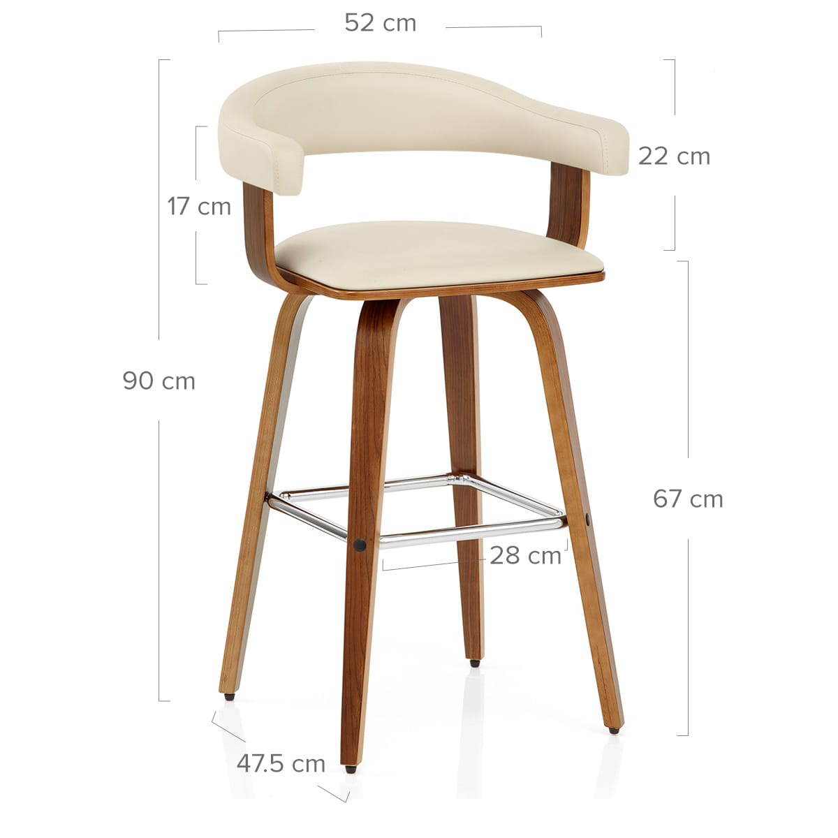 Sgabello Ecopelle Legno - Ontario Crema