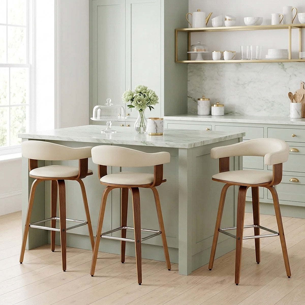 Sgabello Ecopelle Legno - Ontario Crema