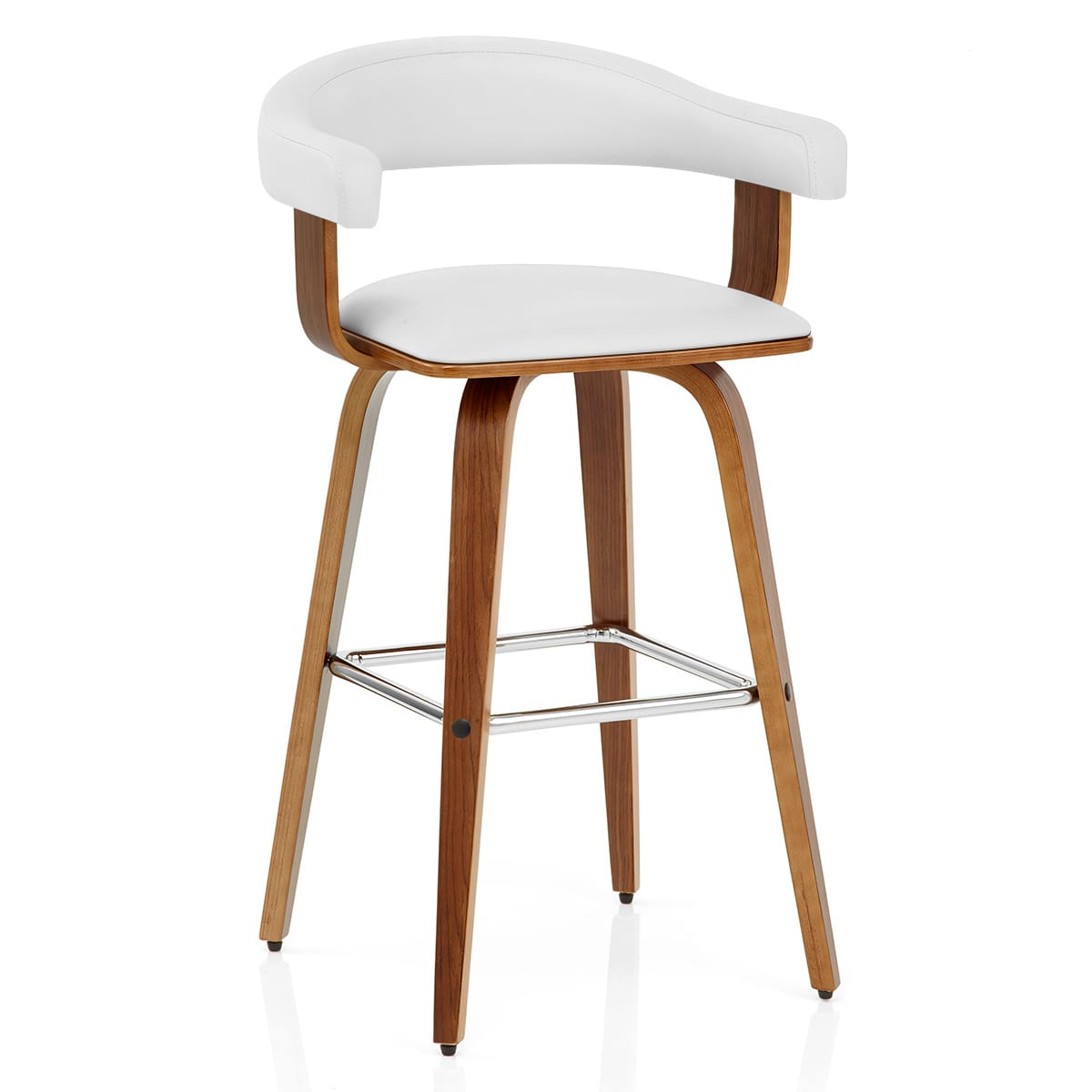 Sgabello Ecopelle Legno - Ontario Bianco
