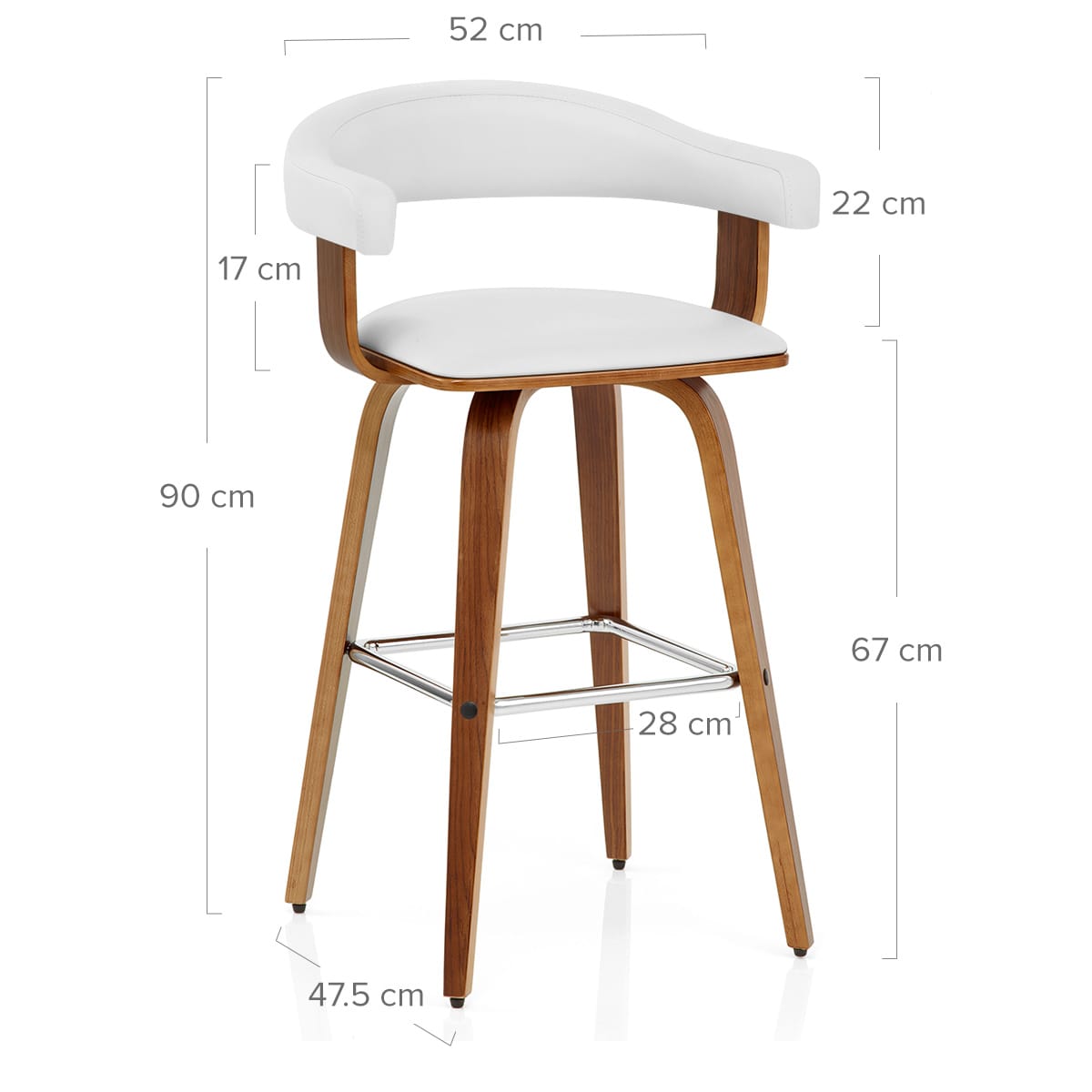 Sgabello Ecopelle Legno - Ontario Bianco