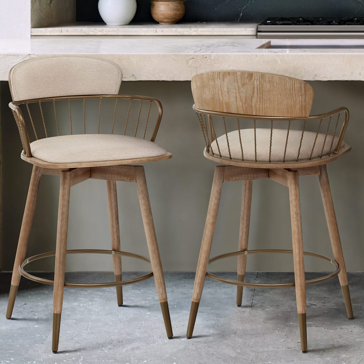 Sgabello Tessuto Legno - Opera Crema