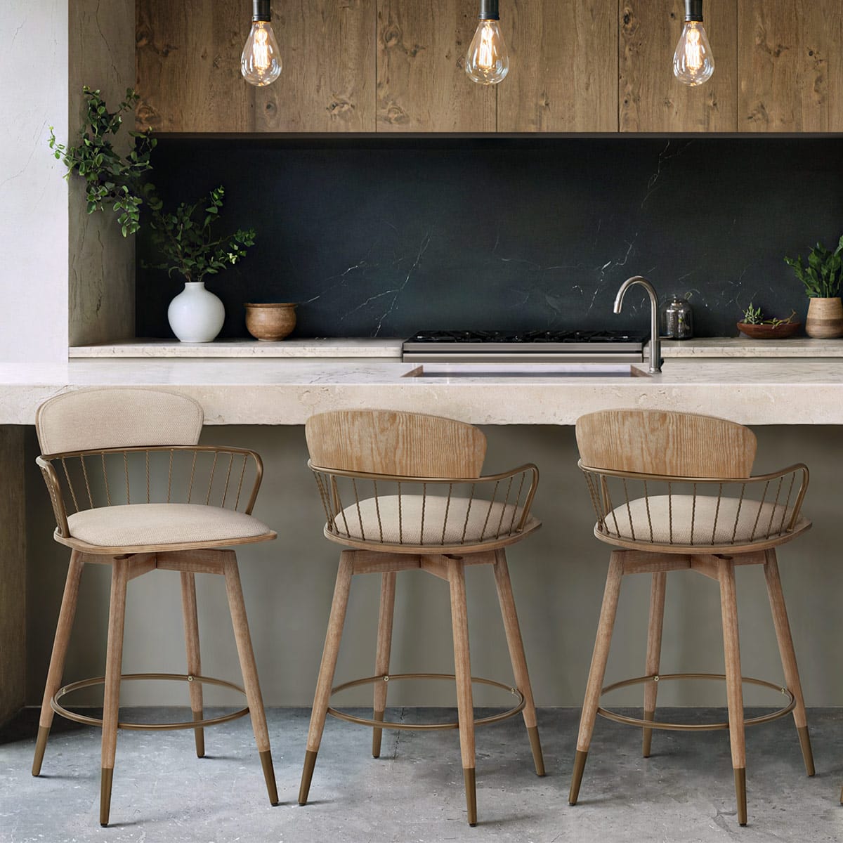 Sgabello Tessuto Legno - Opera Crema