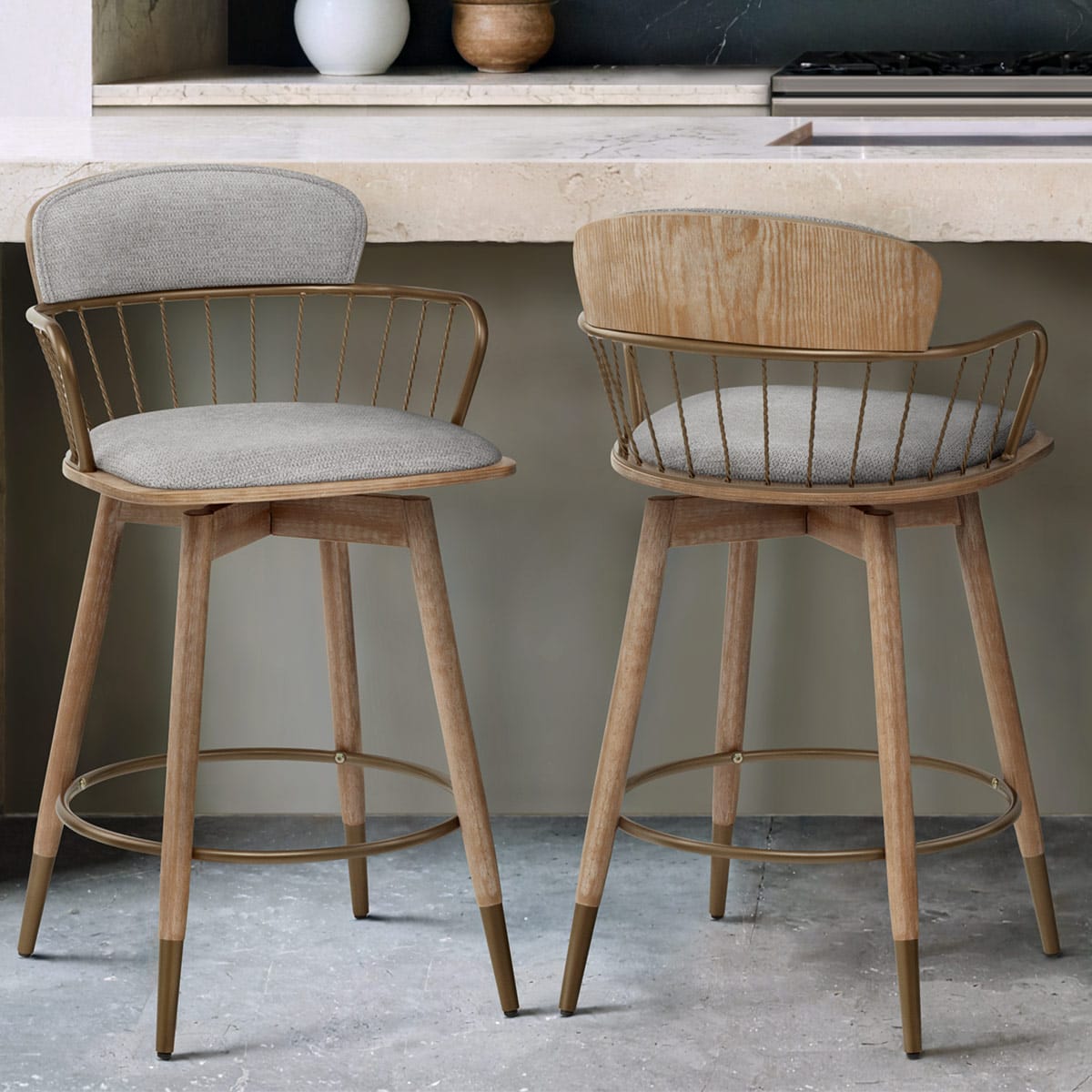 Sgabello Tessuto Legno - Opera Grigio