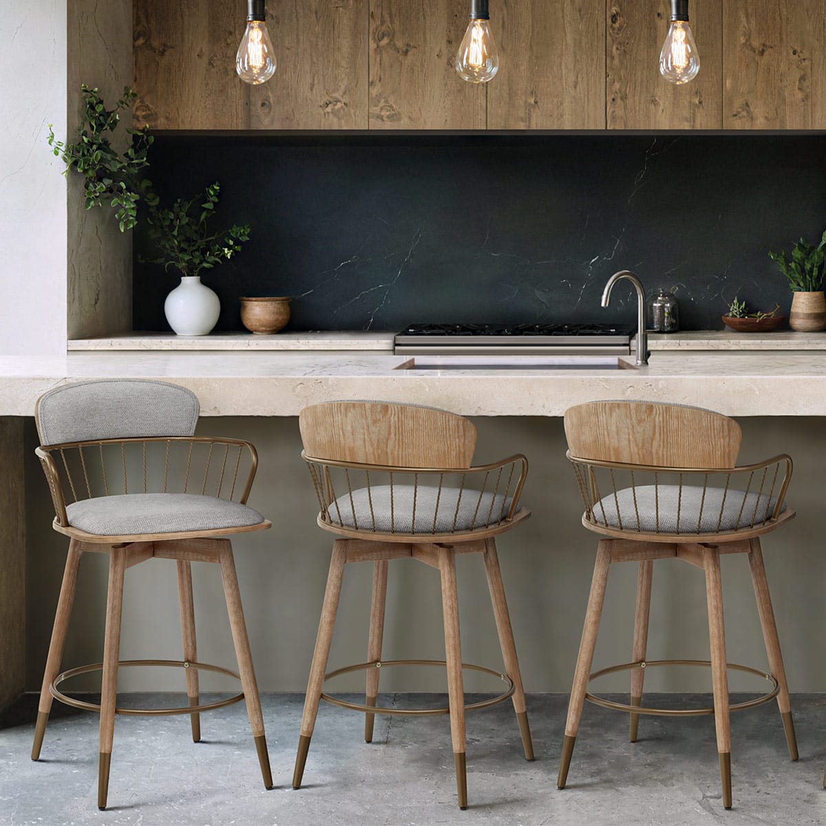 Sgabello Tessuto Legno - Opera Grigio