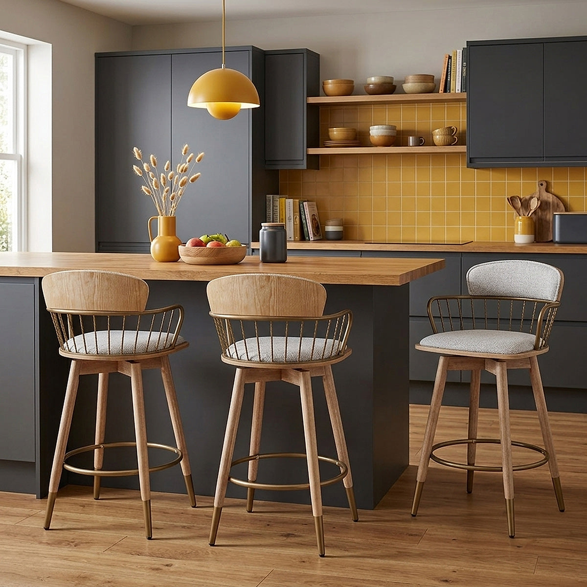 Sgabello Tessuto Legno - Opera Grigio