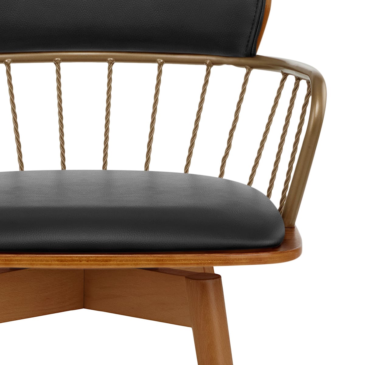 Sgabello Ecopelle Legno - Opera Nero