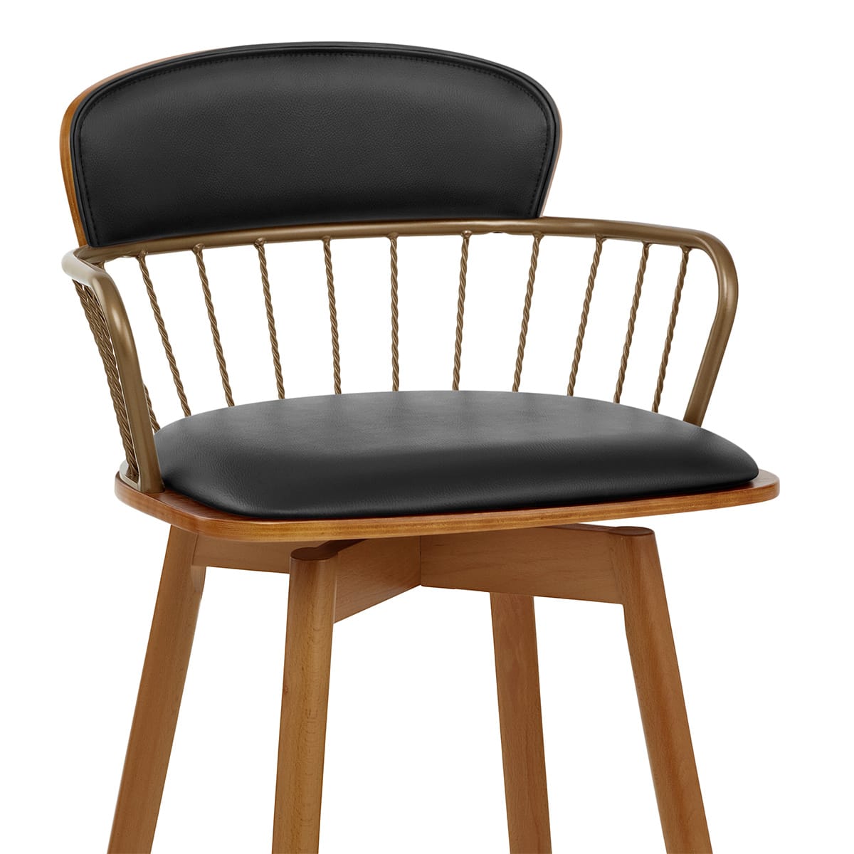 Sgabello Ecopelle Legno - Opera Nero