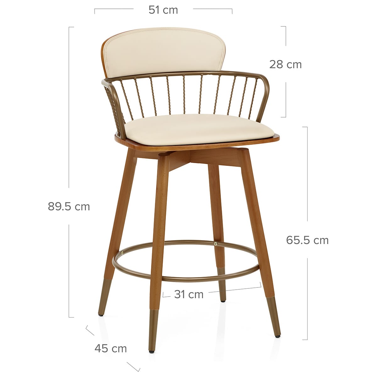 Sgabello Ecopelle Legno - Opera Crema