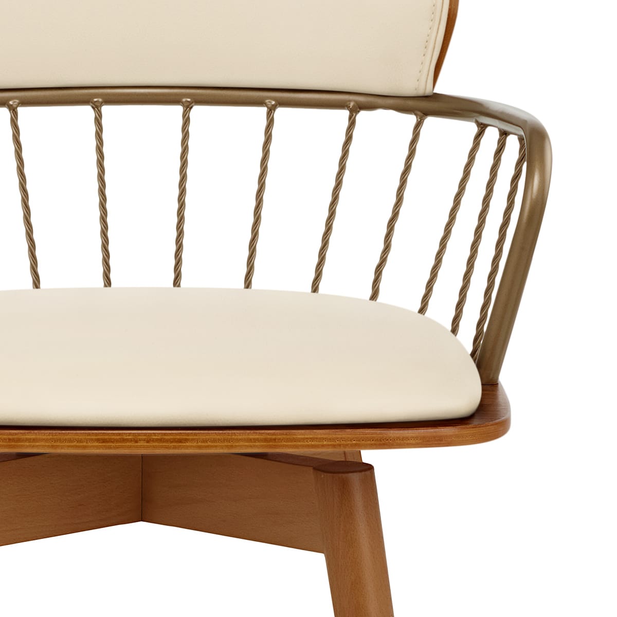 Sgabello Ecopelle Legno - Opera Crema