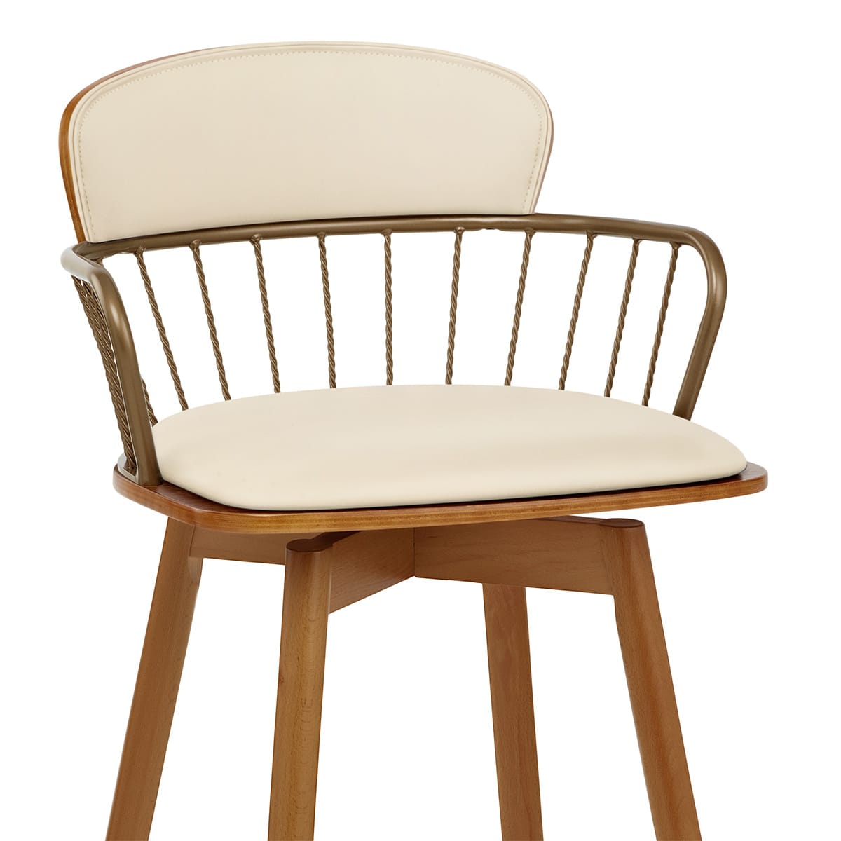 Sgabello Ecopelle Legno - Opera Crema