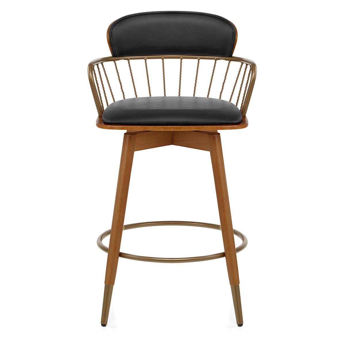 Sgabello Ecopelle Legno - Opera Nero