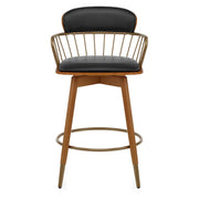 Sgabello Ecopelle Legno - Opera Nero