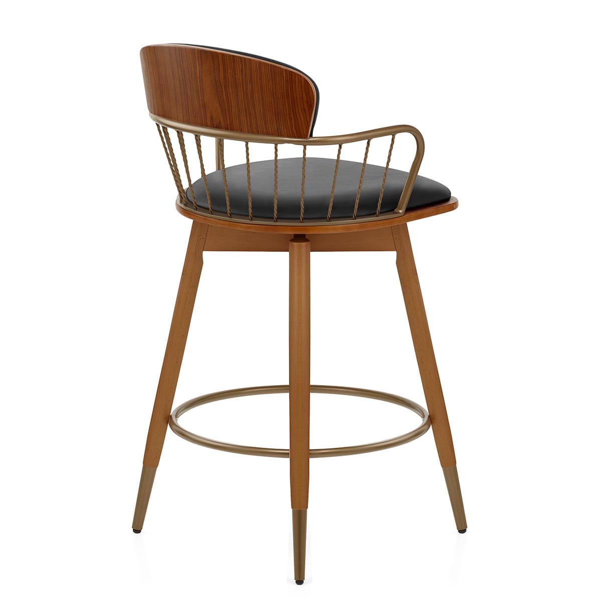 Sgabello Ecopelle Legno - Opera Nero