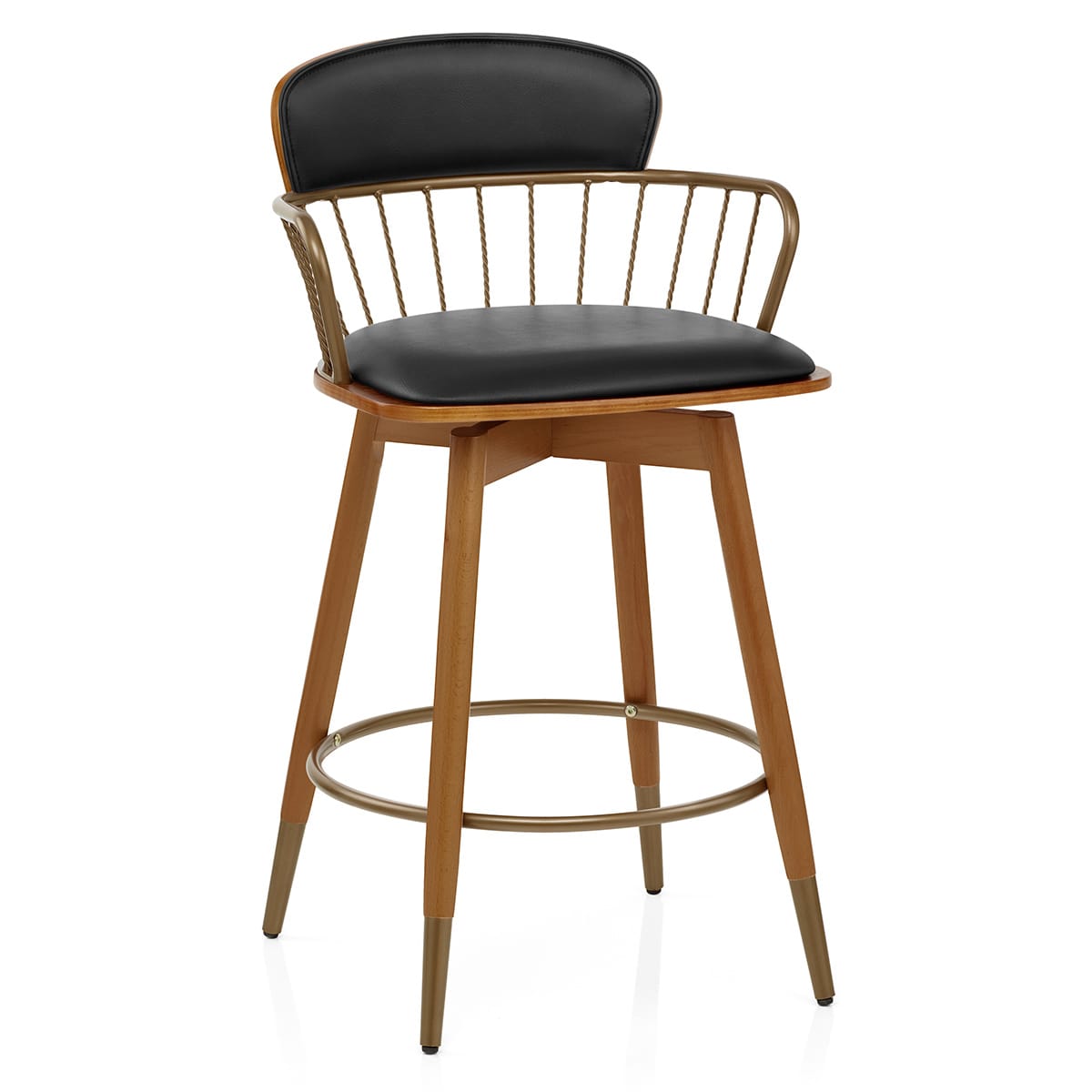Sgabello Ecopelle Legno - Opera Nero