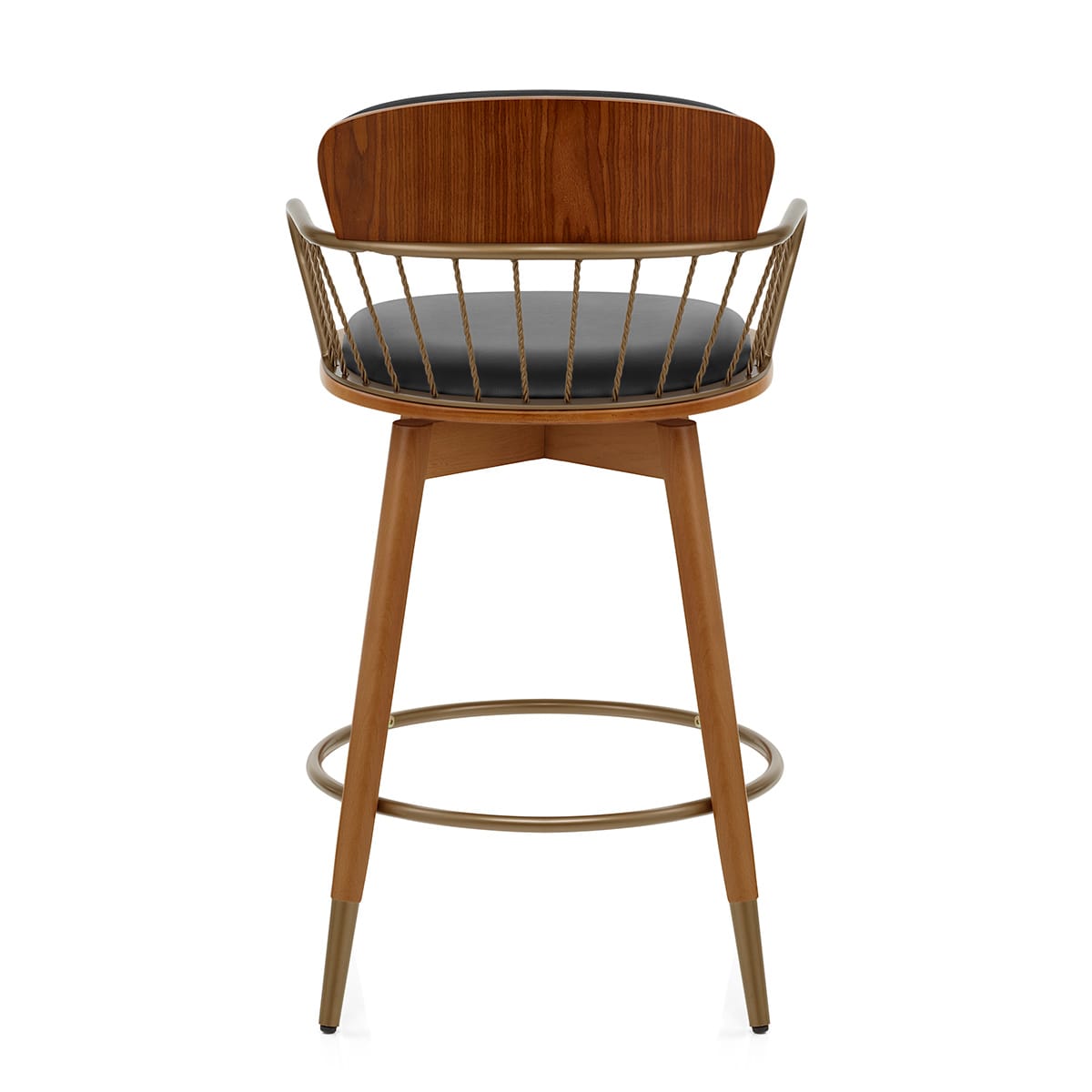 Sgabello Ecopelle Legno - Opera Nero