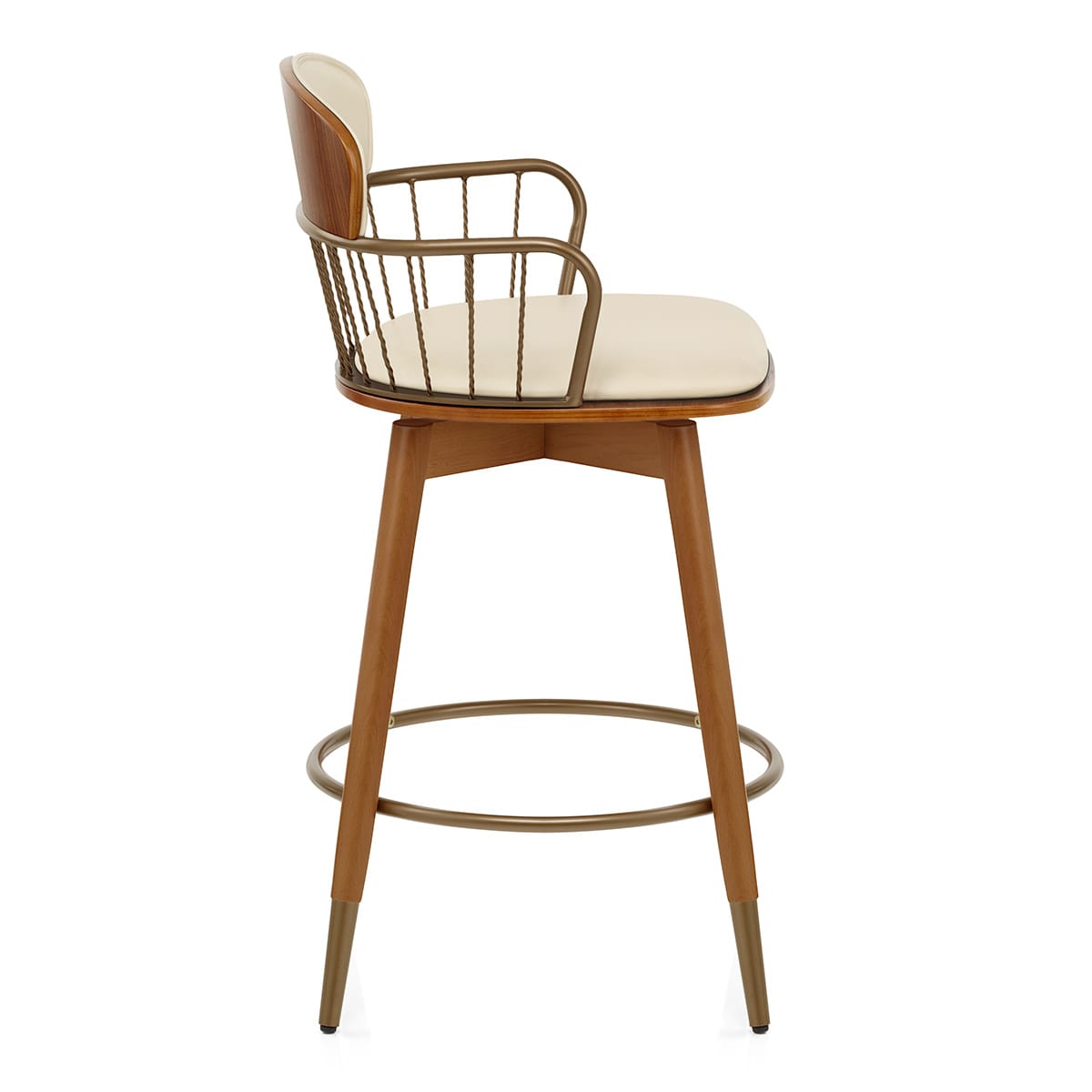 Sgabello Ecopelle Legno - Opera Crema