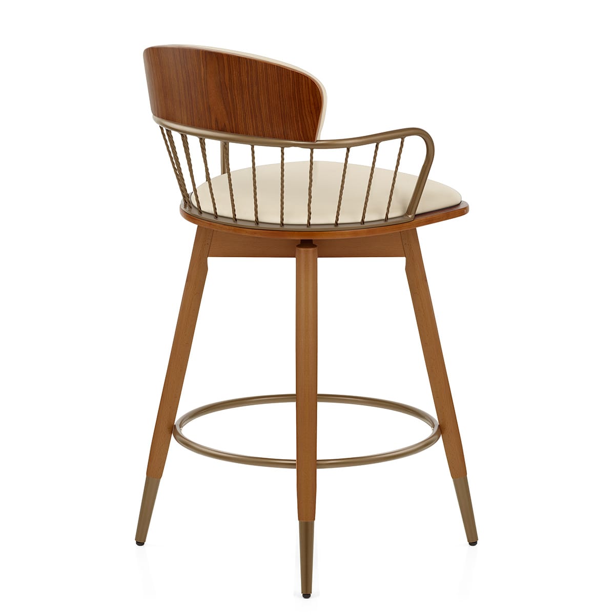 Sgabello Ecopelle Legno - Opera Crema