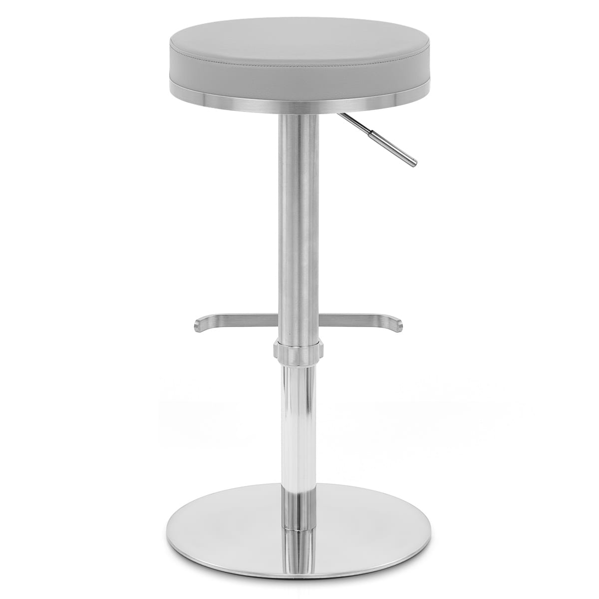 Sgabello Ecopelle Cromo Satinato - Oracle Grigio