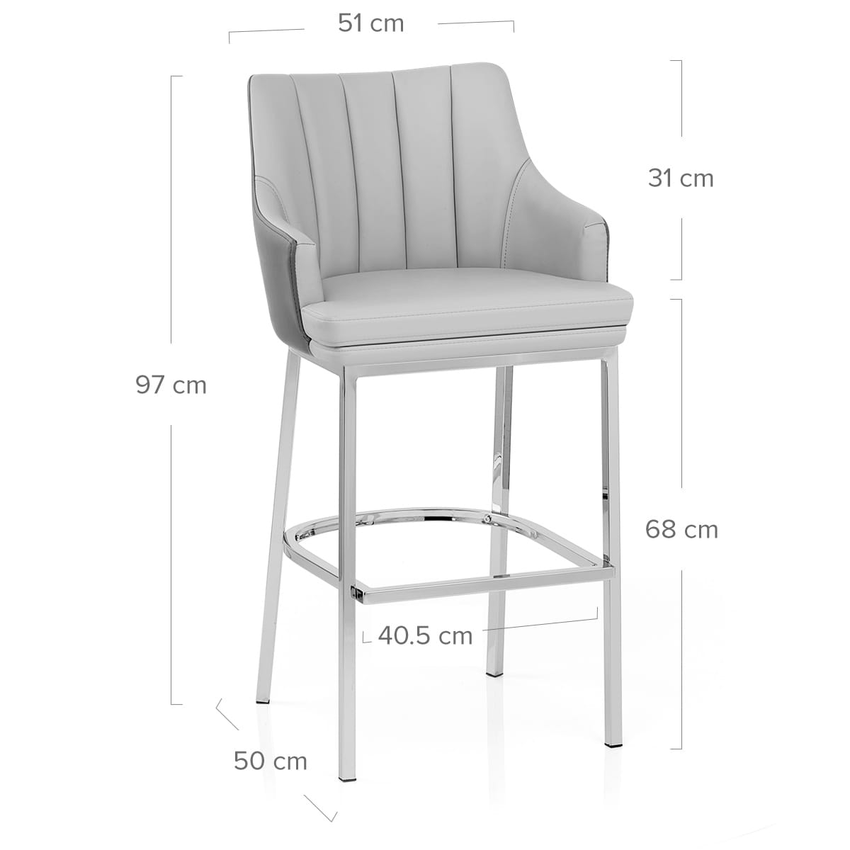 Sgabello Ecopelle Cromato - Orion Grigio