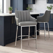 Sgabello Ecopelle Cromato - Orion Grigio