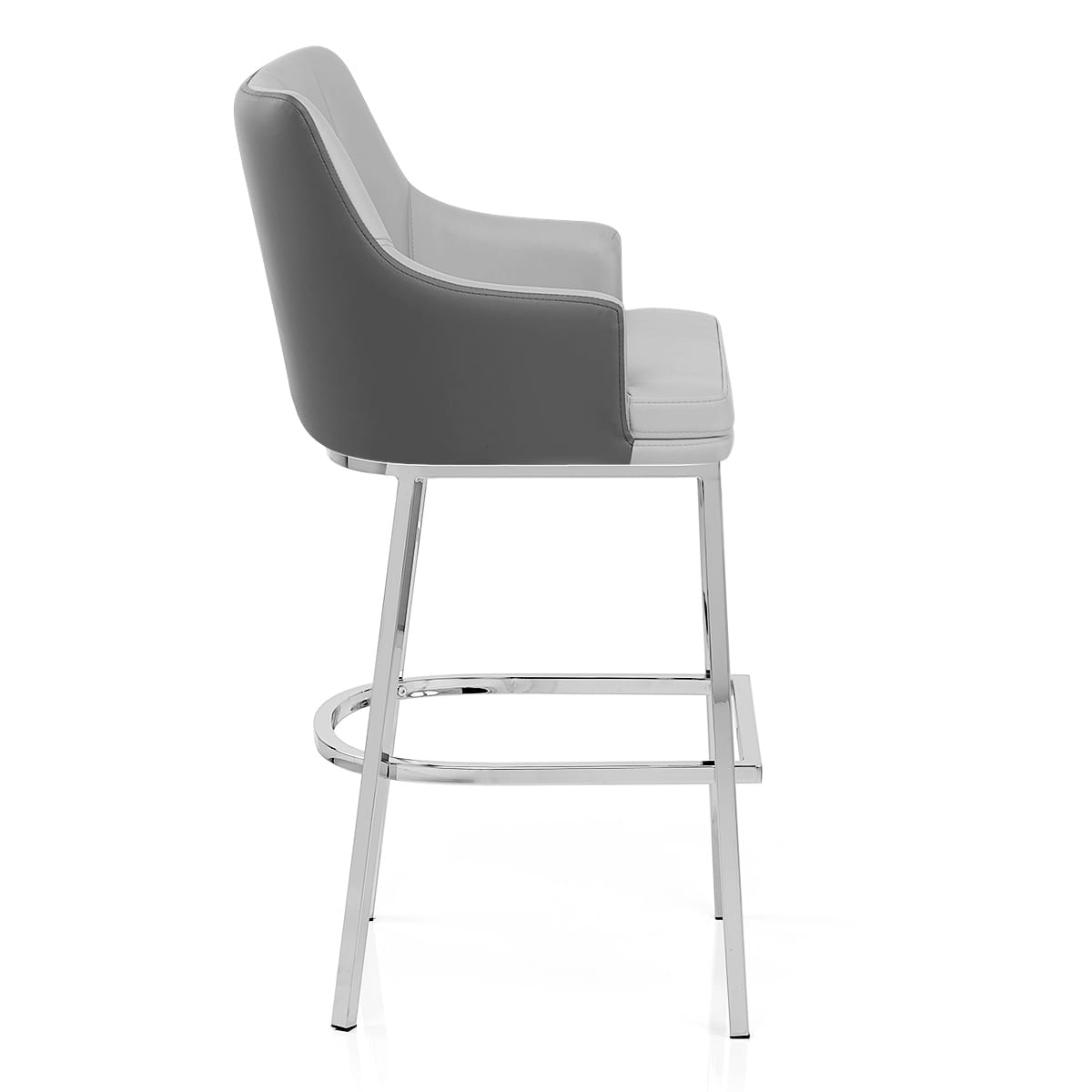 Sgabello Ecopelle Cromato - Orion Grigio