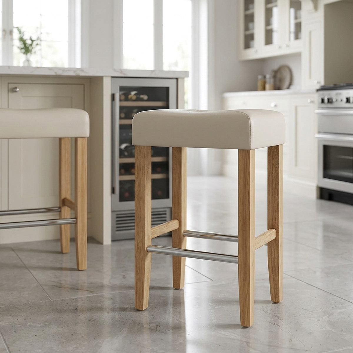 Sgabello Ecopelle Legno - Otis Quercia Crema