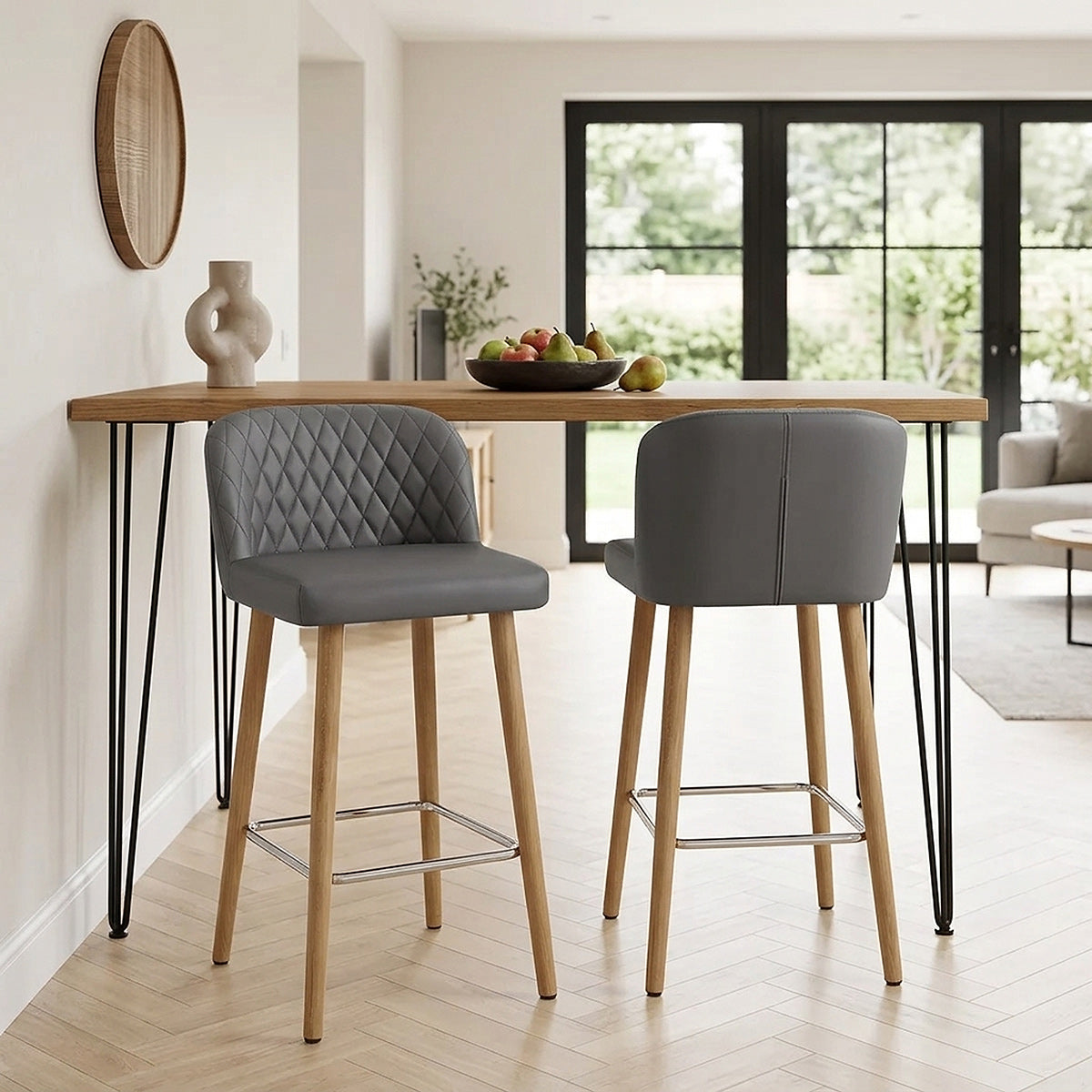 Sgabello Ecopelle Quercia - Pacific Grigio